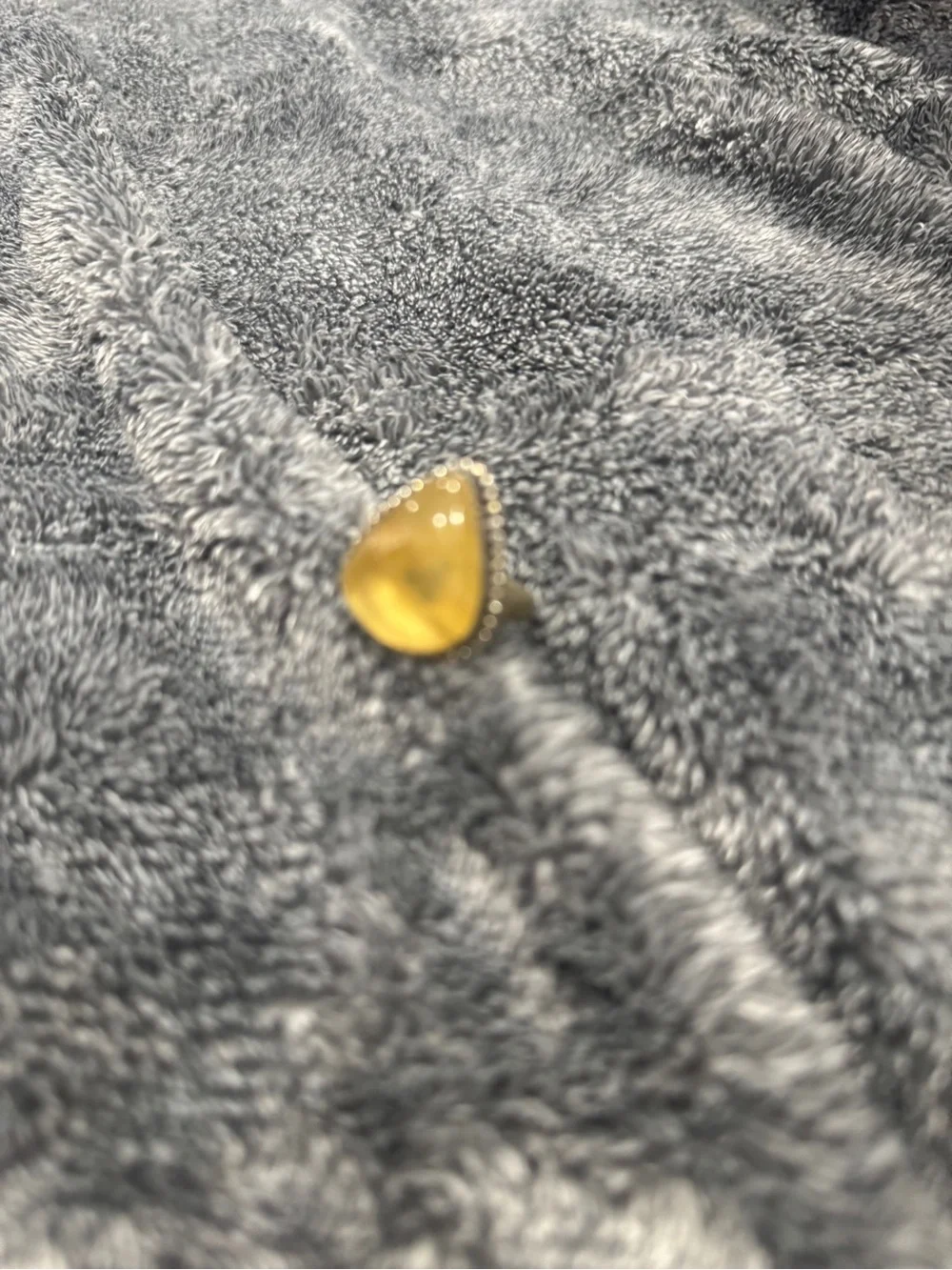 Source Unknown Teardrop Yellow Gemstone Ring in Silver-Tone